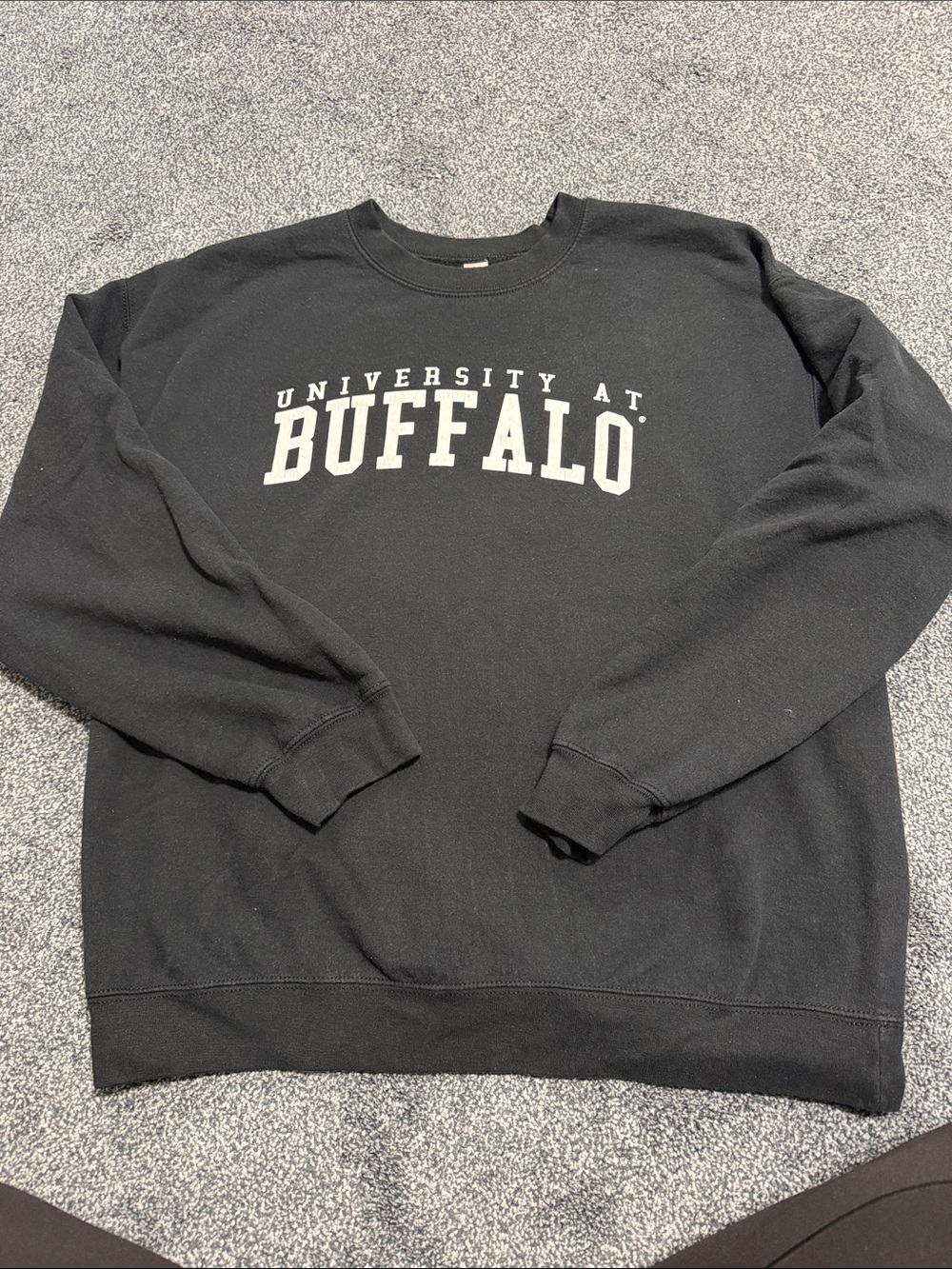 Gildan Black Crewneck Sweatshirt with White University Buffalo Print